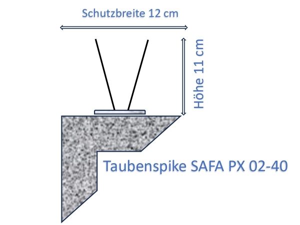 Pigeon spike PX 02-40, 2-row, 100 cm long, made of stainless steel